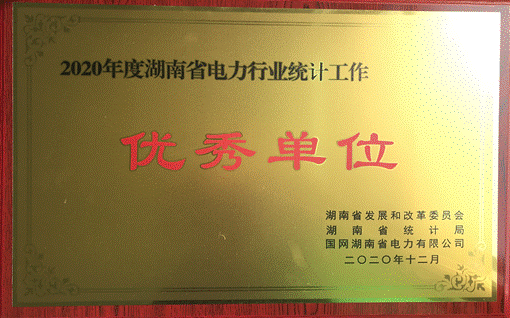 华体平台株洲航电分公司荣获“2020年度湖南省电力行业统计优秀单位”称号